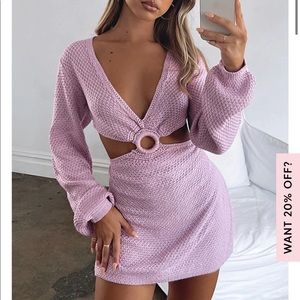 White fox lavender crotchet mini dress - worn once